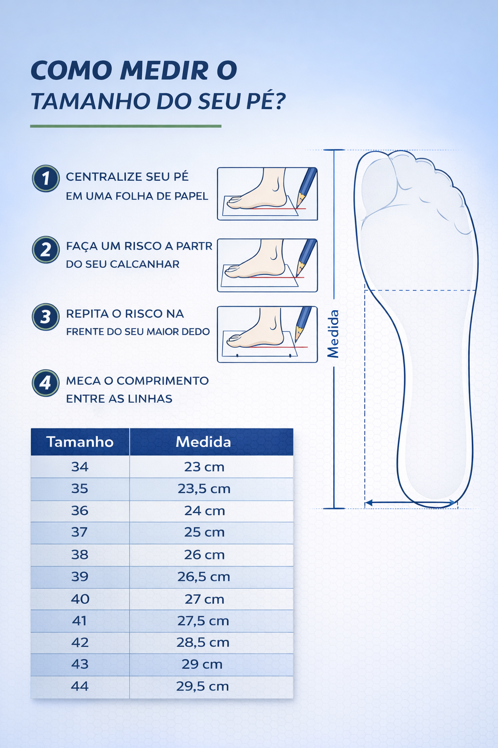 TAMANHO SAPATILHA PARA PESCA